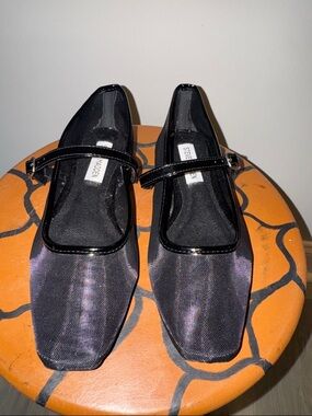 Steve Madden Verno Mesh + Patent-Trim Square Toe Mary Janes Academia Preppy 6.5